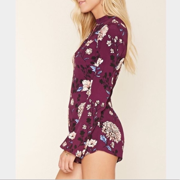 Fitted Purple Long Sleeve Romper - Picture 1 of 2